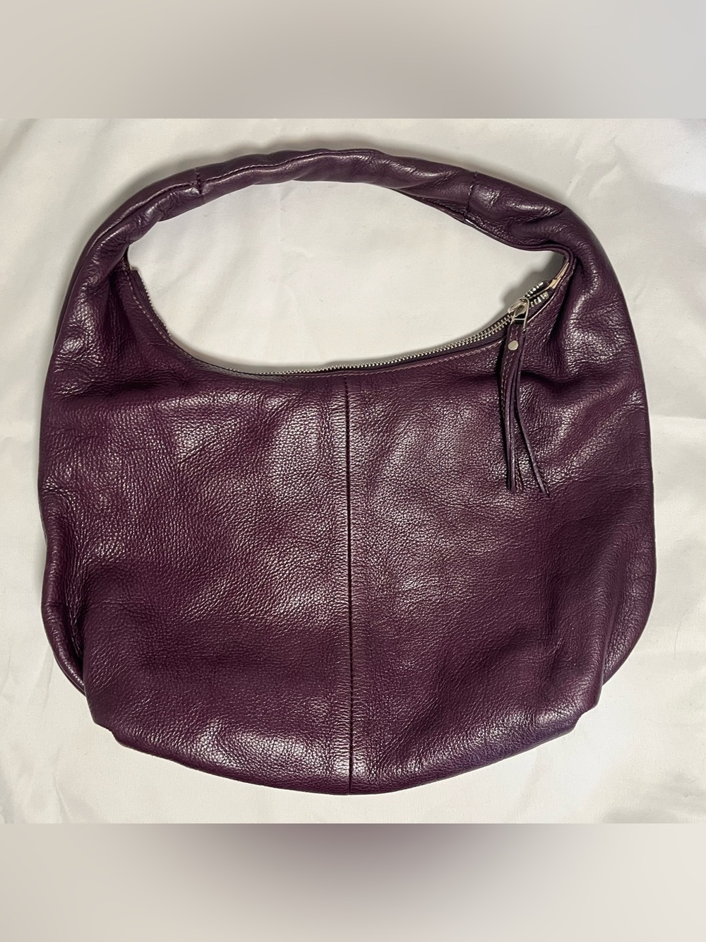 Roots Pebbled Purple Leather Hobo Shoulder Bag
